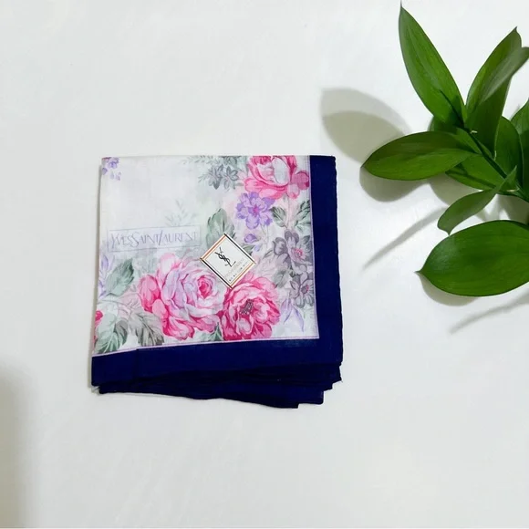 YSL Yves Saint Laurent Floral Handkerchief Scarf - Picture 2 of 5